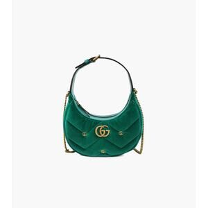 GUCCI Mini Green Velvet Marmont Hobo Bag C-A22496